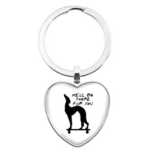 Heart-Shaped Dog Keychain - Black and White